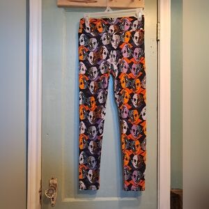 LuLaRoe Nosferatu Print Leggings - Orange, Black, Gray